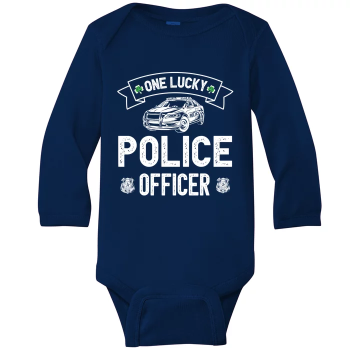 One Lucky Police Officer Saint Patricks Day Holiday Pattys Cool Gift Baby Long Sleeve Bodysuit