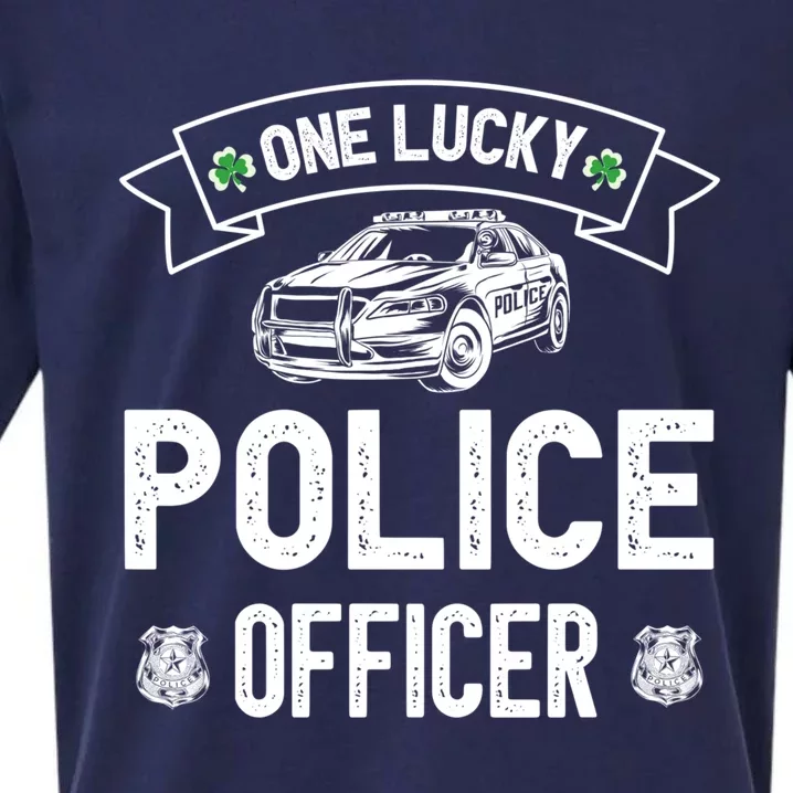 One Lucky Police Officer Saint Patricks Day Holiday Pattys Cool Gift Sueded Cloud Jersey T-Shirt