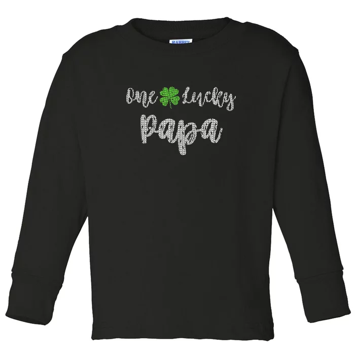 One Lucky Papa Green Shamrock St Patrick's Day Father's Day Toddler Long Sleeve Shirt