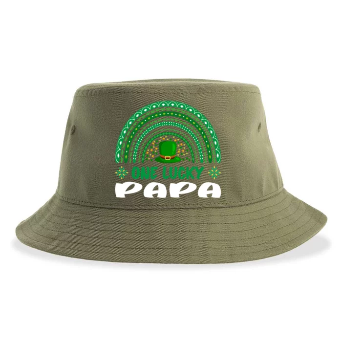 One Lucky Papa Cute Gift St Patrick's Day Funny For Daddy Cute Gift Sustainable Bucket Hat