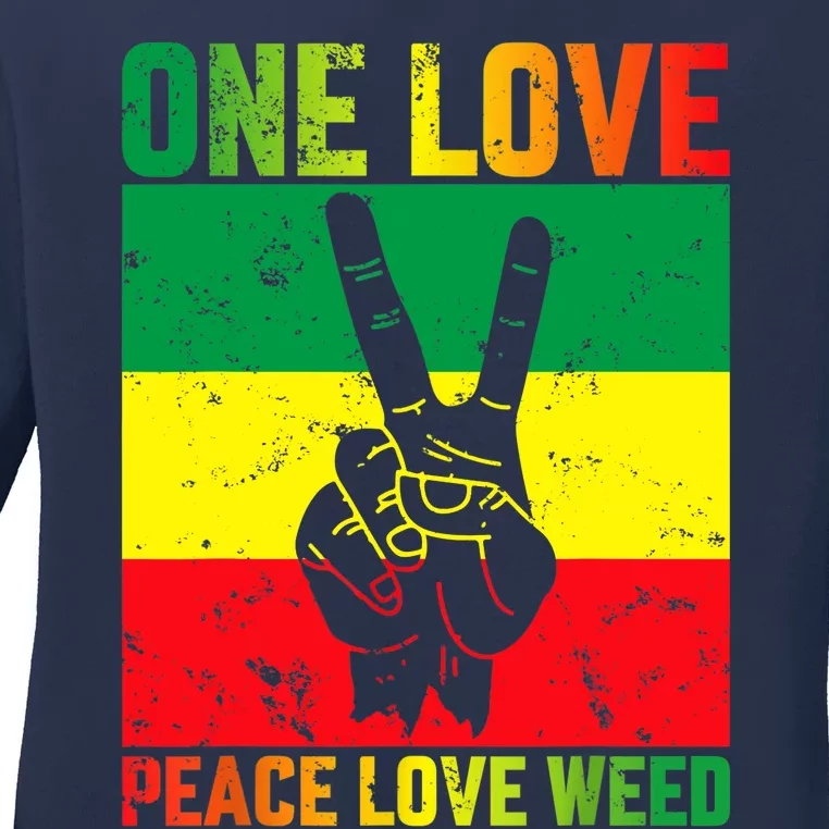 One Love Pride Jamaica Caribbean Rasta Vacation Ladies Long Sleeve Shirt