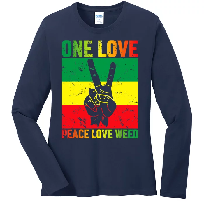 One Love Pride Jamaica Caribbean Rasta Vacation Ladies Long Sleeve Shirt