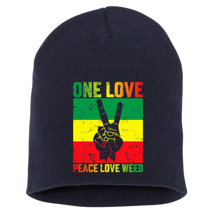 One Love Pride Jamaica Caribbean Rasta Vacation Short Acrylic Beanie