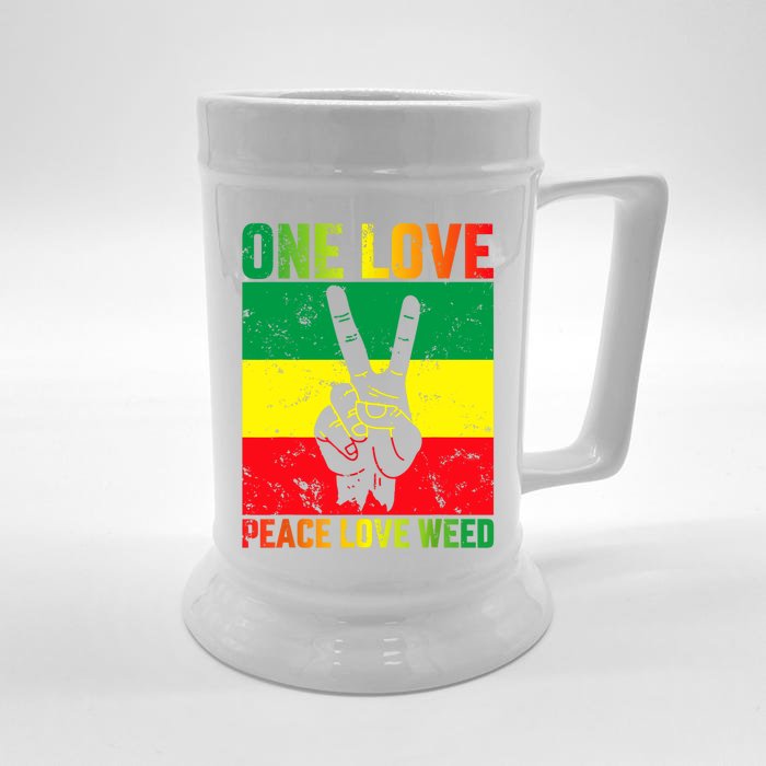 One Love Pride Jamaica Caribbean Rasta Vacation Front & Back Beer Stein