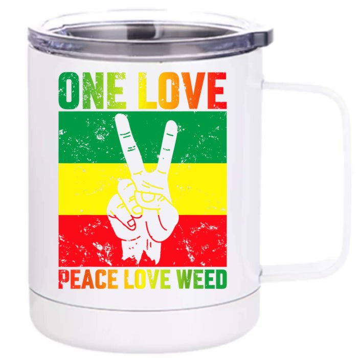 One Love Pride Jamaica Caribbean Rasta Vacation Front & Back 12oz Stainless Steel Tumbler Cup