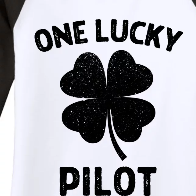 One Lucky Pilot St Patricks Day Green Shamrock Leaf Women's Tri-Blend 3/4-Sleeve Raglan Shirt