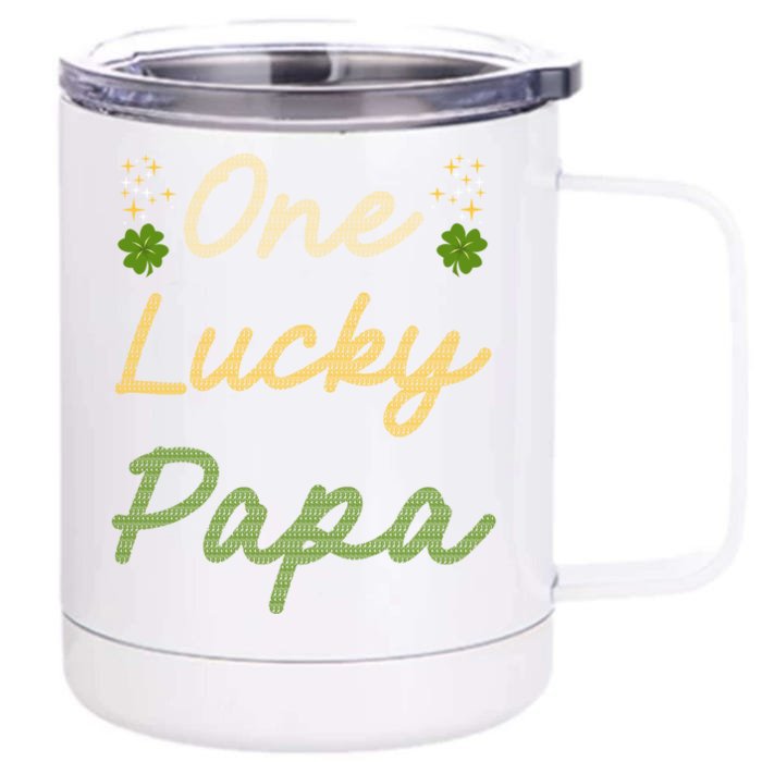 One Lucky Papa St Patrick's Day Pregnancy Announcet Dad Meaningful Gift Front & Back 12oz Stainless Steel Tumbler Cup