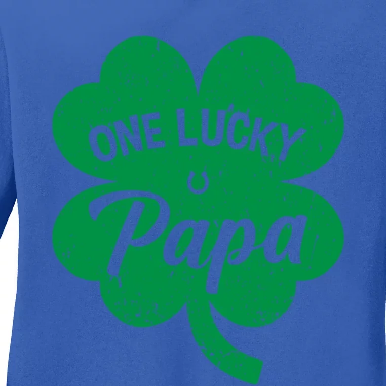 One Lucky Papa Shamrock Four Leaf Clover St Patricks Day Mom Cool Gift Ladies Long Sleeve Shirt