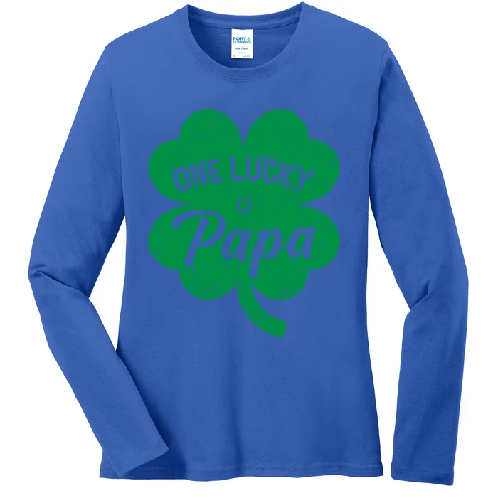 One Lucky Papa Shamrock Four Leaf Clover St Patricks Day Mom Cool Gift Ladies Long Sleeve Shirt