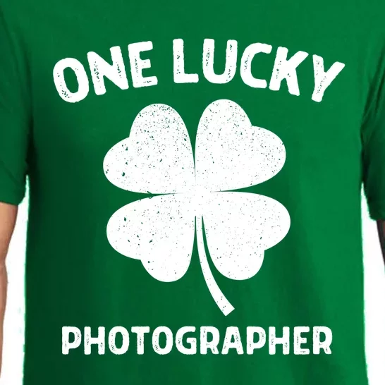 One Lucky Photographer St Patricks Day Green Shamrock Leaf Pajama Set