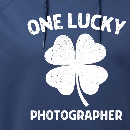 One Lucky Photographer St Patricks Day Green Shamrock Leaf Performance Fleece Hoodie