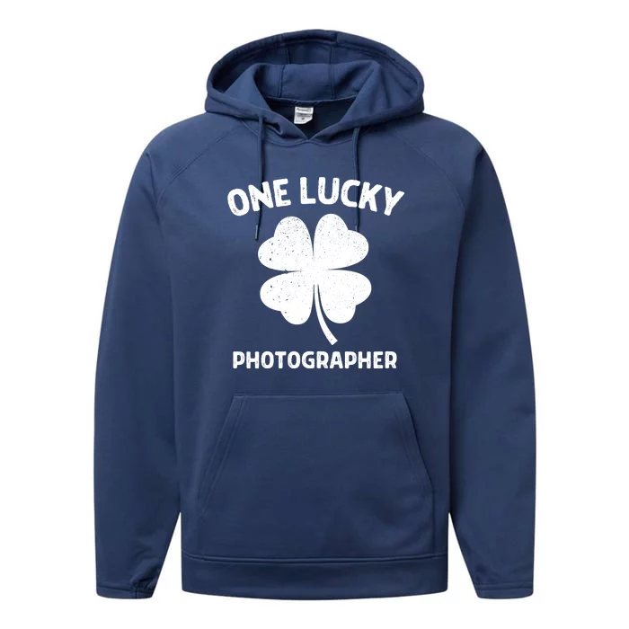 One Lucky Photographer St Patricks Day Green Shamrock Leaf Performance Fleece Hoodie