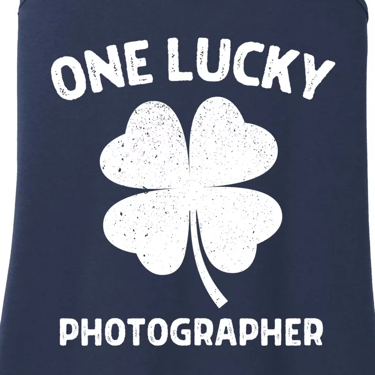 One Lucky Photographer St Patricks Day Green Shamrock Leaf Ladies Essential Tank