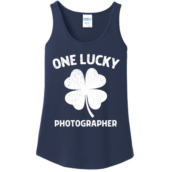 One Lucky Photographer St Patricks Day Green Shamrock Leaf Ladies Essential Tank