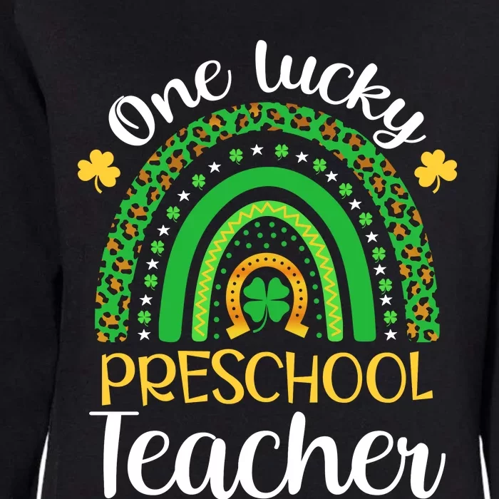 One Lucky Preschool Teacher St Patricks Day Teacher Rainbow Graphic Plus Size Womens California Wash Sweatshirt