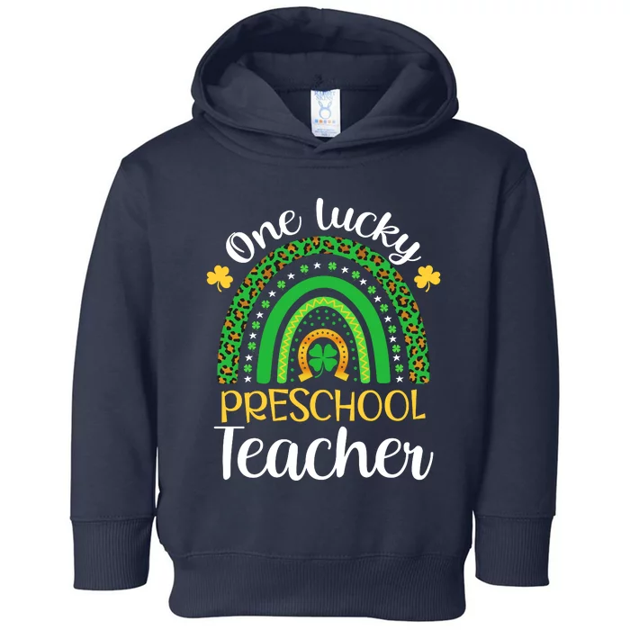 One Lucky Preschool Teacher St Patricks Day Teacher Rainbow Graphic Plus Size Toddler Hoodie