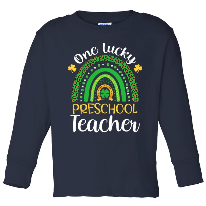 One Lucky Preschool Teacher St Patricks Day Teacher Rainbow Graphic Plus Size Toddler Long Sleeve Shirt