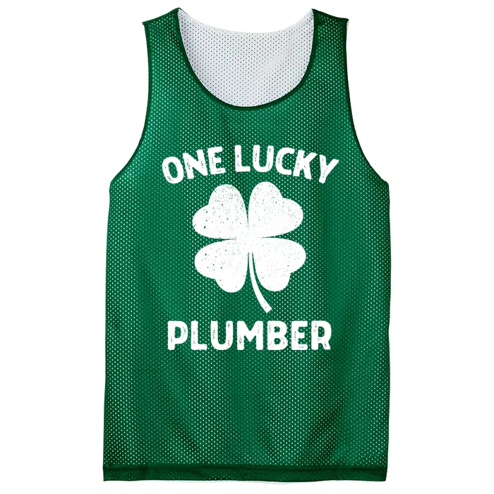 One Lucky Plumber St Patricks Day Green Shamrock Leaf Mesh Reversible Basketball Jersey Tank