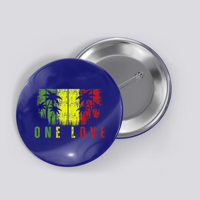 One Love Palm Tree Reggae Music Rasta Button