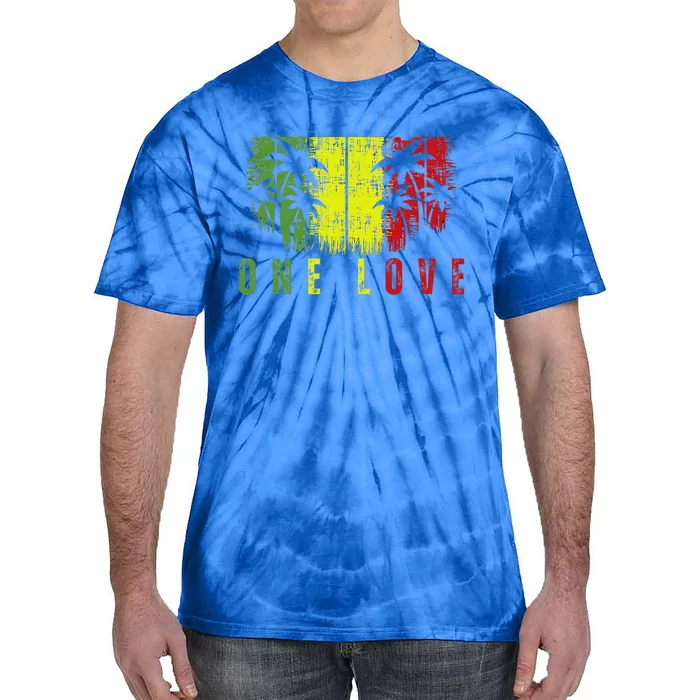 One Love Palm Tree Reggae Music Rasta Tie-Dye T-Shirt