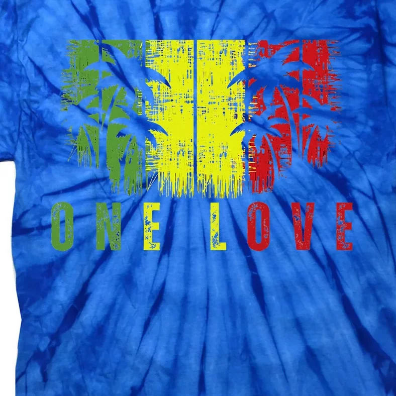 One Love Palm Tree Reggae Music Rasta Tie-Dye T-Shirt