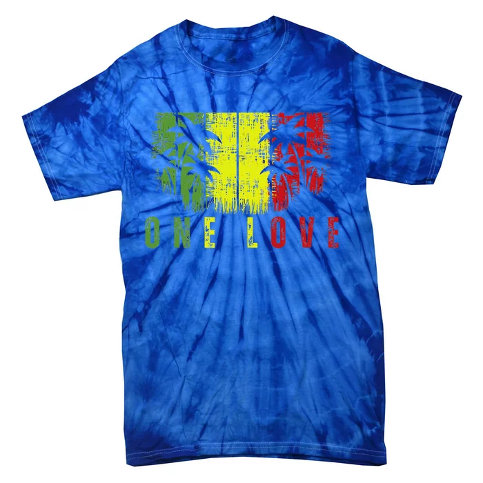 One Love Palm Tree Reggae Music Rasta Tie-Dye T-Shirt