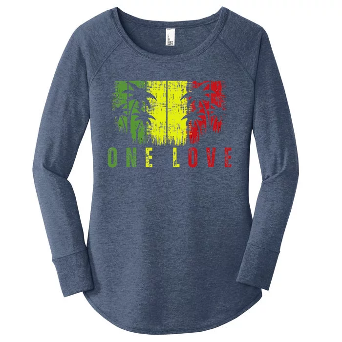 One Love Palm Tree Reggae Music Rasta Women's Perfect Tri Tunic Long Sleeve Shirt