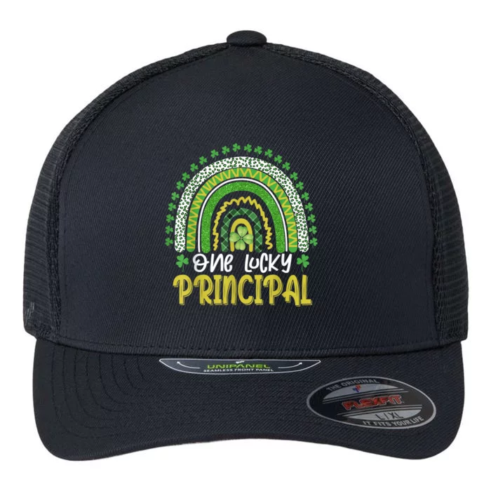 One Lucky Principal School Teacher St Patricks Day Rainbow Flexfit Unipanel Trucker Cap