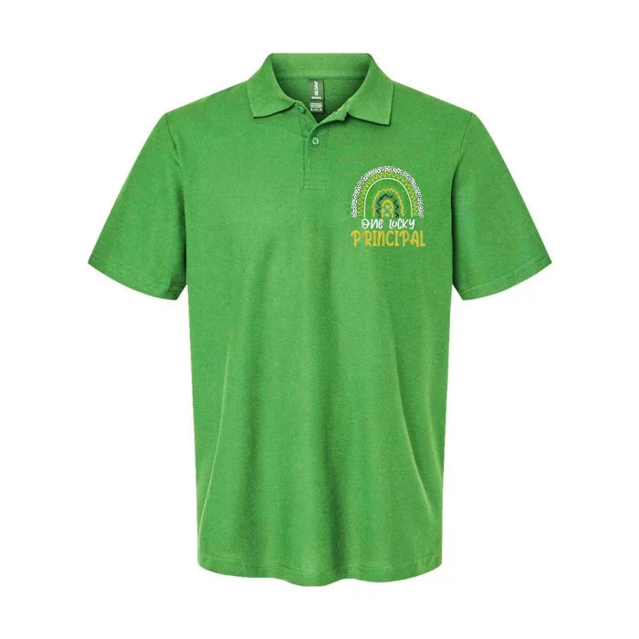 One Lucky Principal School Teacher St Patricks Day Rainbow Softstyle Adult Sport Polo