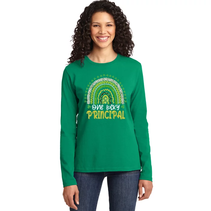 One Lucky Principal School Teacher St Patricks Day Rainbow Ladies Long Sleeve Shirt