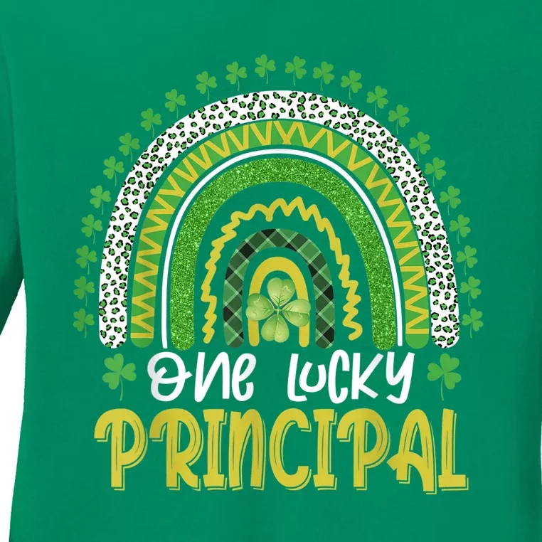 One Lucky Principal School Teacher St Patricks Day Rainbow Ladies Long Sleeve Shirt