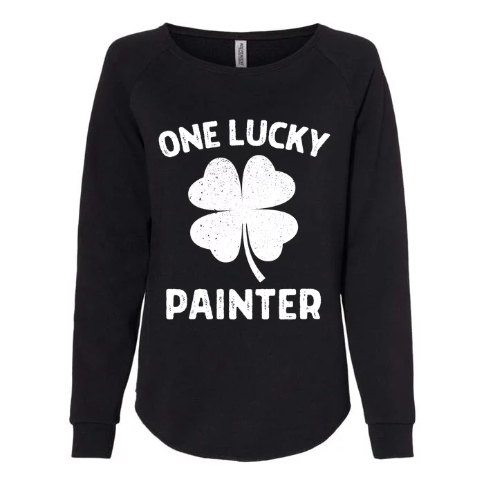 One Lucky Painter St Patricks Day Green Shamrock Leaf Womens California Wash Sweatshirt