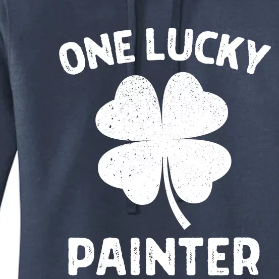 One Lucky Painter St Patricks Day Green Shamrock Leaf Women's Pullover Hoodie