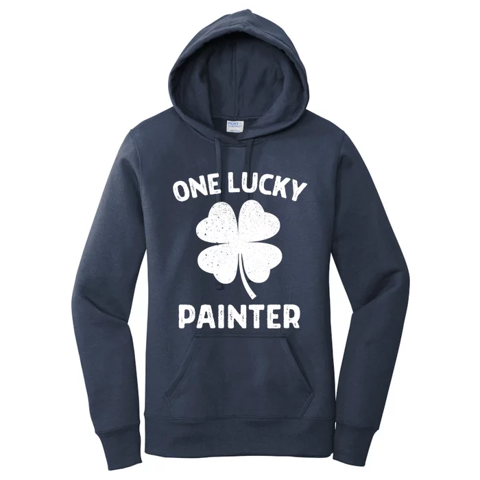 One Lucky Painter St Patricks Day Green Shamrock Leaf Women's Pullover Hoodie