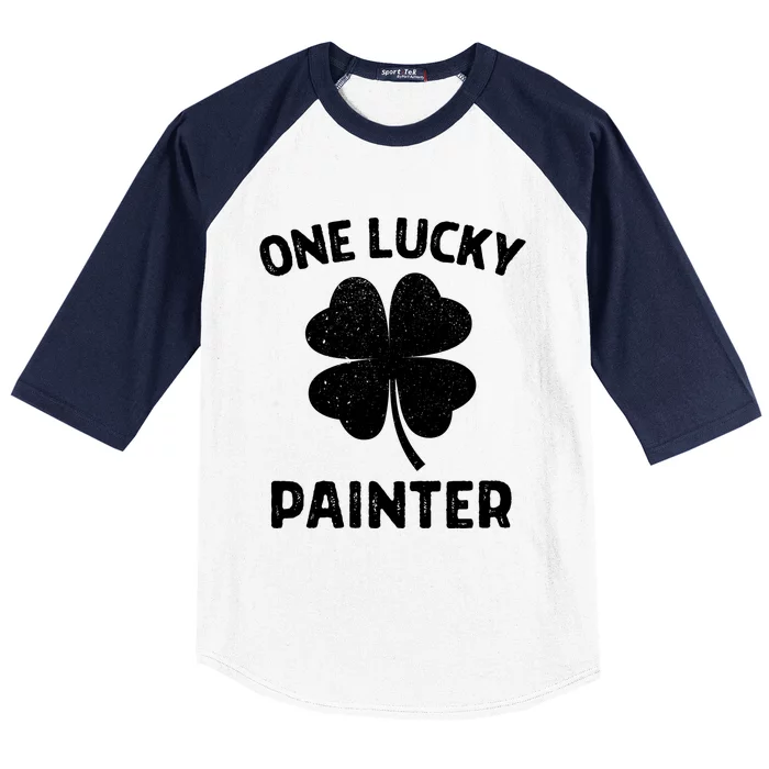 One Lucky Painter St Patricks Day Green Shamrock Leaf Baseball Sleeve Shirt