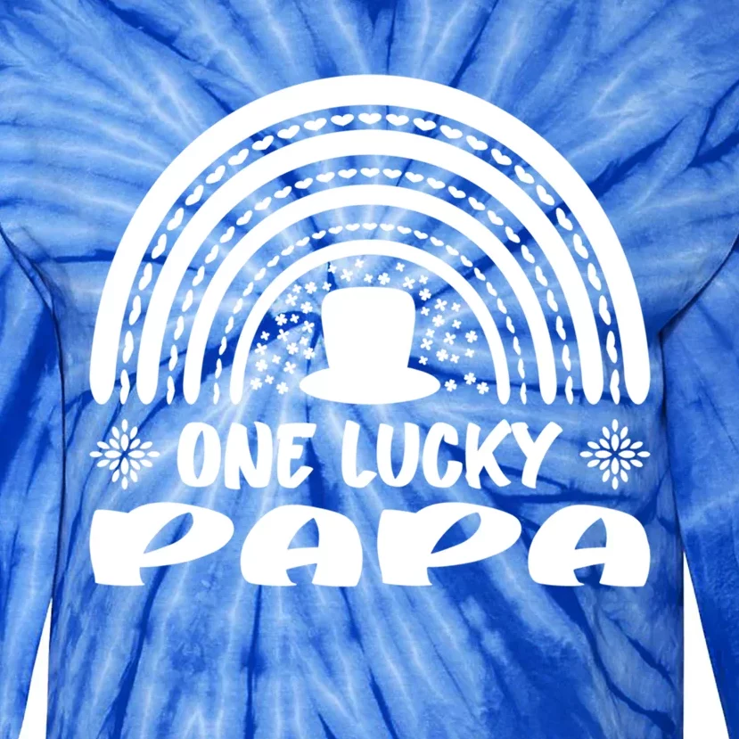 One Lucky Papa Gift St Patrick's Day Funny For Daddy Gift Tie-Dye Long Sleeve Shirt