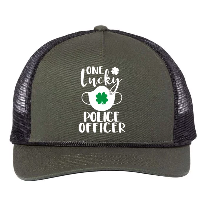 One Lucky Police Officer St Patrick's Day Cop Cute Gift Retro Rope Trucker Hat Cap