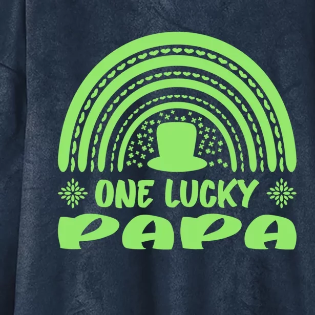 One Lucky Papa Cool Gift St Patrick's Day Funny For Daddy Gift Hooded Wearable Blanket