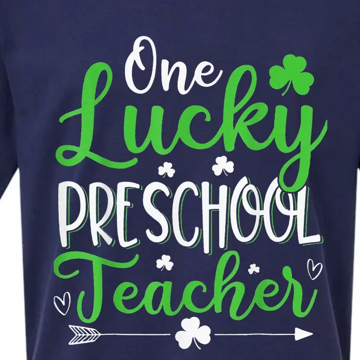 One Lucky Preschool Teacher St Patricks Day Sueded Cloud Jersey T-Shirt