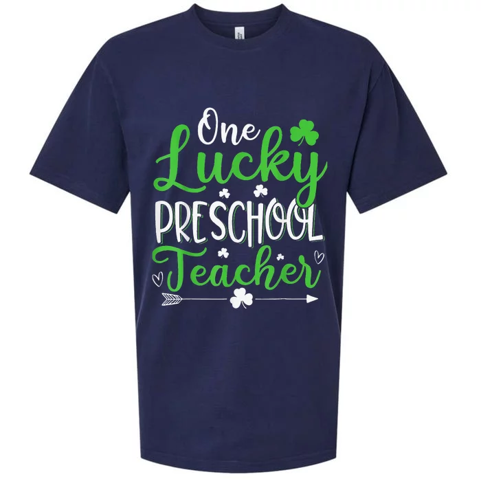 One Lucky Preschool Teacher St Patricks Day Sueded Cloud Jersey T-Shirt