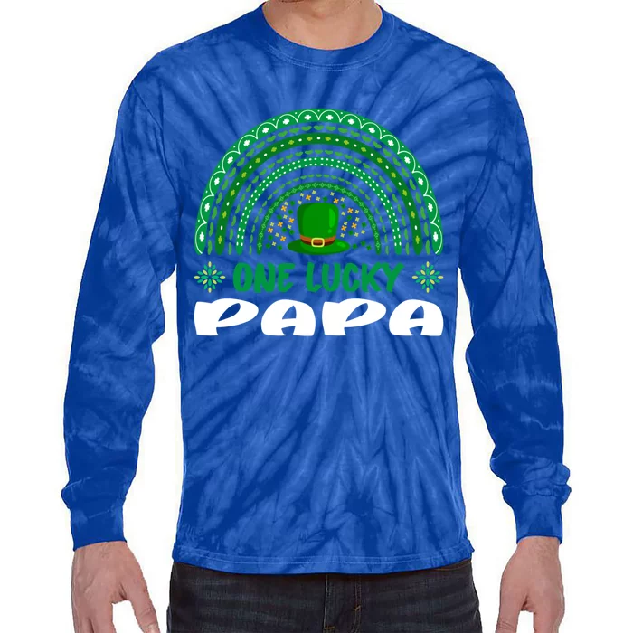 One Lucky Papa Gift St Patrick's Day Funny For Daddy Gift Tie-Dye Long Sleeve Shirt