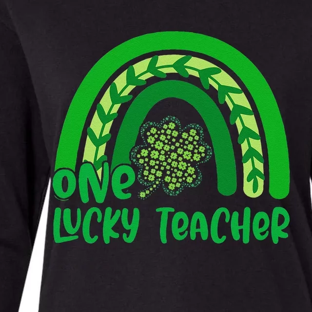 One Lucky Rainbow Teacher Funny St Patrick’s Day Womens Cotton Relaxed Long Sleeve T-Shirt