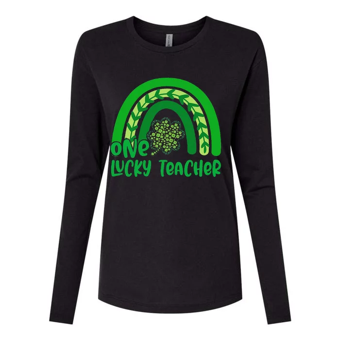 One Lucky Rainbow Teacher Funny St Patrick’s Day Womens Cotton Relaxed Long Sleeve T-Shirt