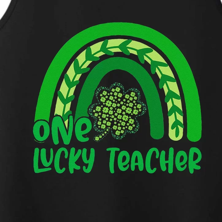 One Lucky Rainbow Teacher Funny St Patrick’s Day Performance Tank