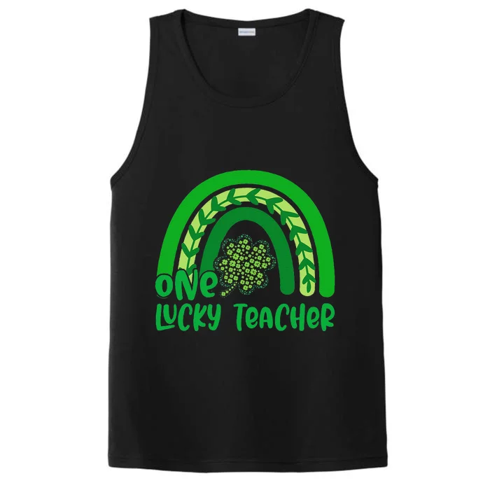 One Lucky Rainbow Teacher Funny St Patrick’s Day Performance Tank