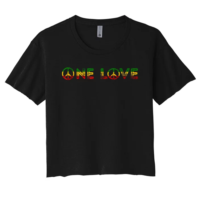 One Love Rasta Reggae Music Rastafarian Lover Jamaica Peace Women's Crop Top Tee