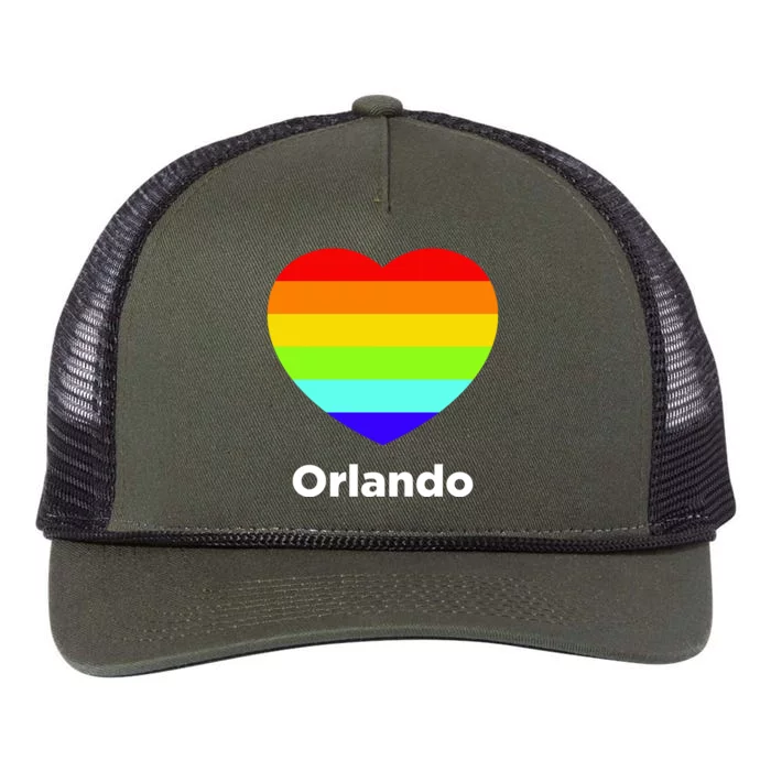 Orlando Love Rainbow Heart Retro Rope Trucker Hat Cap