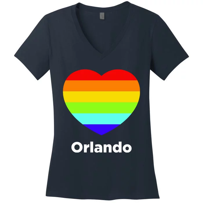 Orlando Love Rainbow Heart Women's V-Neck T-Shirt