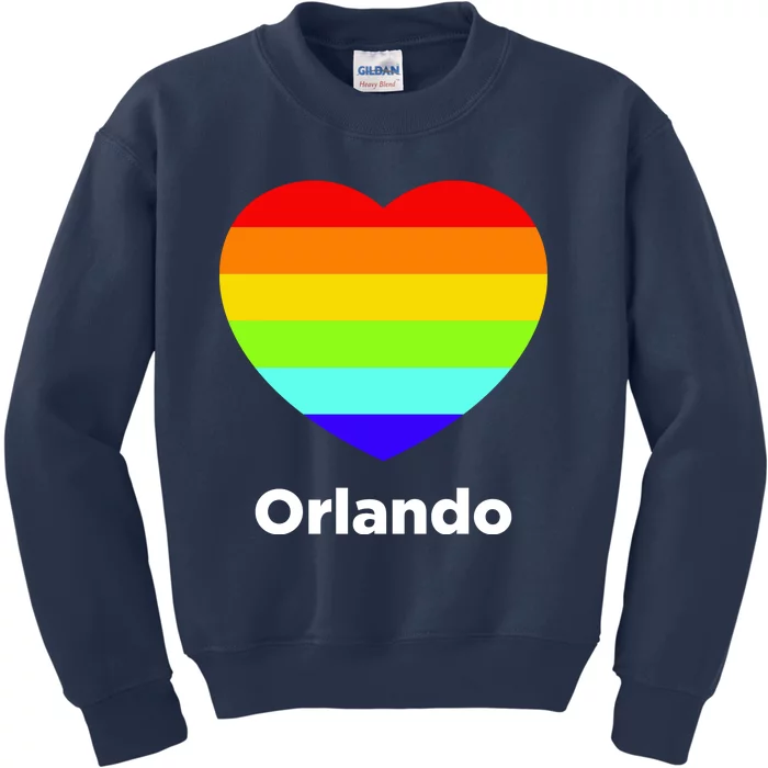 Orlando Love Rainbow Heart Kids Sweatshirt