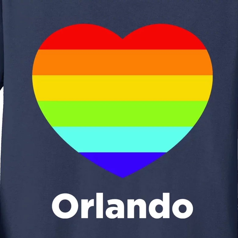 Orlando Love Rainbow Heart Kids Long Sleeve Shirt